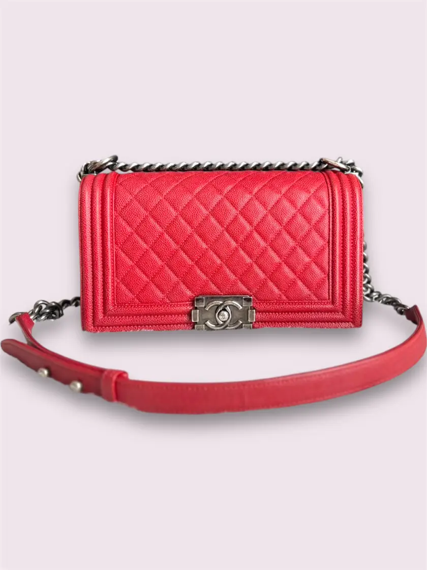 Chanel Boy 10 Red Caviar Rhw Holo 23