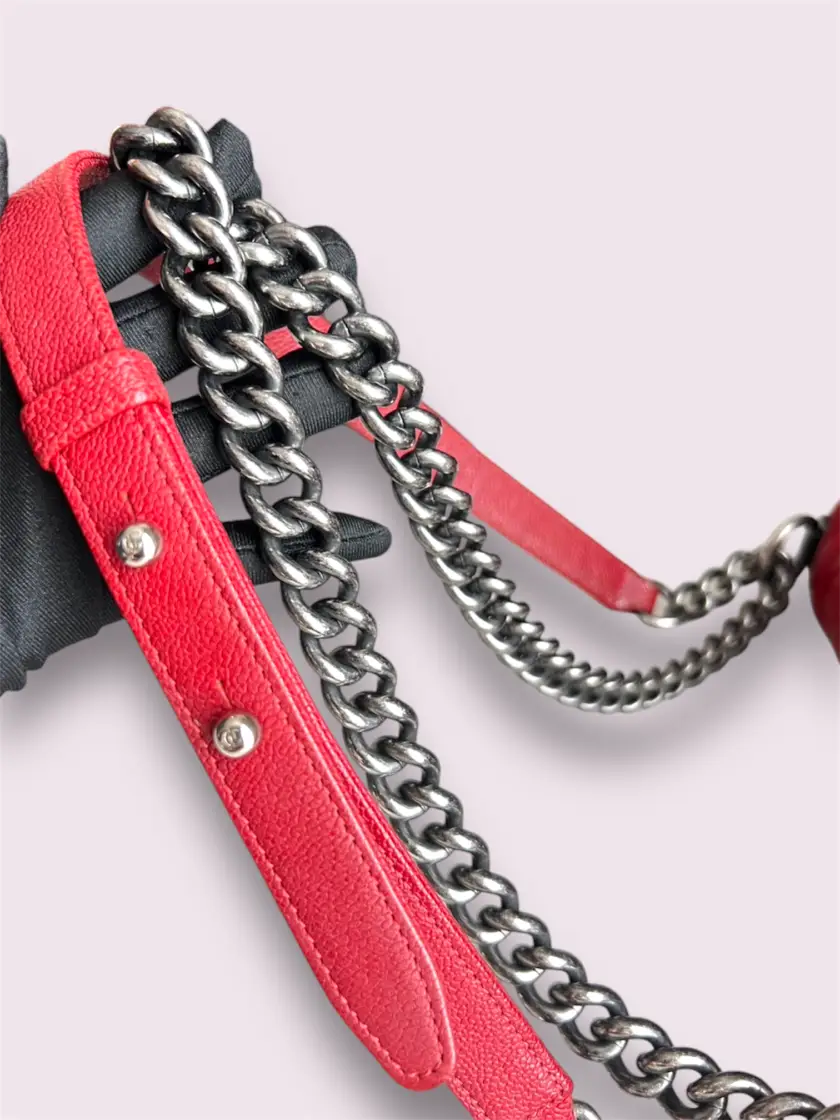 Chanel Boy 10 Red Caviar Rhw Holo 23